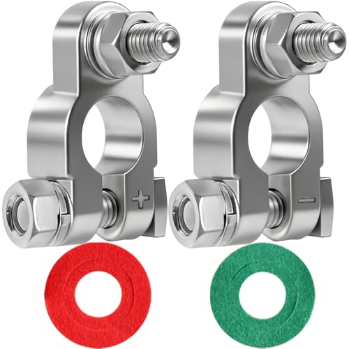 Battery Terminal Connectors,Military Spec Positive Negative Heavy Duty Battery Terminals with 2 Anti Corrosion Washers for Cars,Trucks,Marine and More