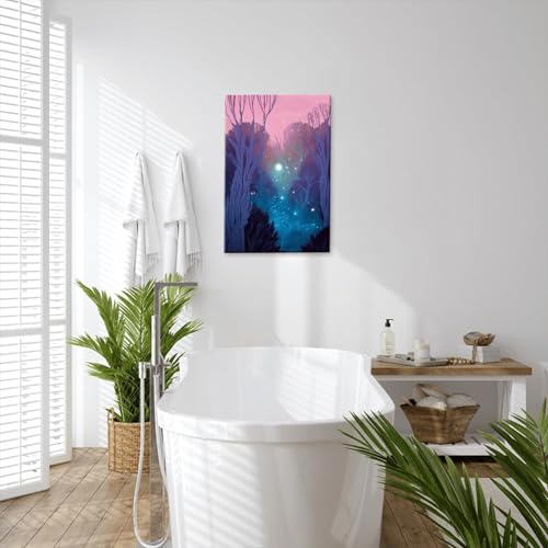 Impression sur toile forêt nocturne de qualité supérieure avec cadre