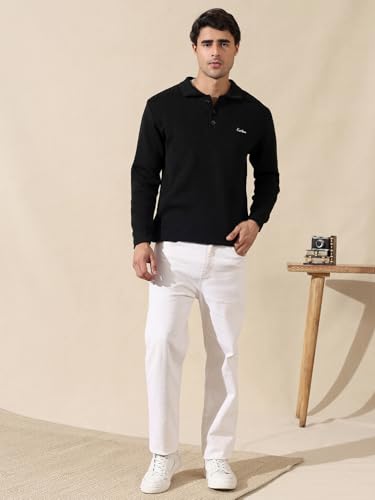 Image of Kvetoo Men's Wool Polo Collar Neck Winter Sweater Full Sleeve Solid Pullover for Casual Office Wear