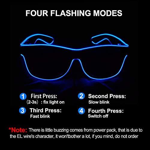 YouRfocus Wireless LED Light Up Glow in the Dark Neon Rave Glasses - Red by YouRfocus - Used condition - Image 4
