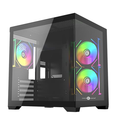 Image of Circle Lucid Micro M3 Mid- Tower Computer Case | Gaming Cabinet - Black| Support M-ATX, ITX | Pre- Installed 2 x 120mm Side and 1 x 120mm Rear ARGB Infinity Mirror Fans