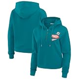 WEAR by Erin Andrews Women's Aqua Miami Dolphins Waffle-Knit Pullover Hoodie