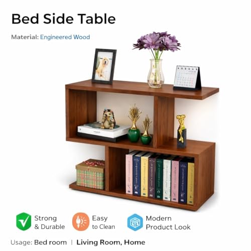 Image of SPYDER CRAFT Zig Zag Engineered Wood Bedside Table for Bedroom|Wooden Modern Side Tables for Bedroom|Side Table for Bed Room|Corner Table for Bed Room (Finish Color -Colambian, DIY(Do-It-Yourself))