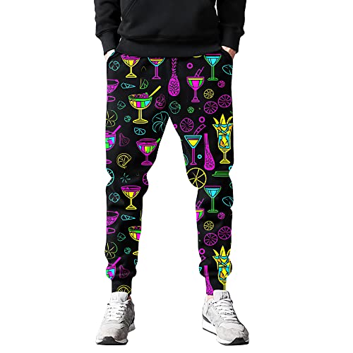 Wxueh Neon Cocktails Pattern Joggers Sweatpants For Men Casual Funny Sports Athletic Jogger Pants Track Pants #TOP1