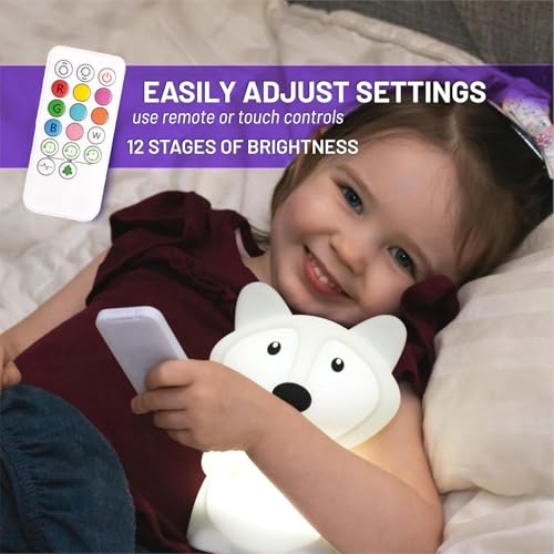 Image of MUID Fox Silicone Night Lamp | Rechargeable Nursery Night Light for Kids, Portable Color Changing LED Nightlight - Break Resistant, Eye Caring, Adjustable Brightness & Color and Time Setting