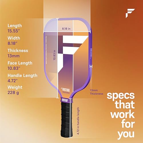 Image of StrikeBase Fibreglass Pickle Ball Racket | Wide Body Pickleball Paddle | Grit Painted Surface | Dual-Tone Edge Guard | Lightweight (Sunset Orange)-13MM