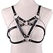 Tong Gu Women Faux Leather Chest Harness Punk Suspenders PU Belt Metal Chain Cage Bra Gothic Fashion Tops (Pink)
