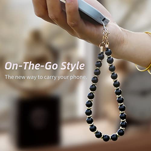 Image of Marble Beaded Phone Wrist Strap for Women, Detachable Design