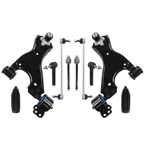 HAWK BROTHER 12 Pcs Front Suspension Kit Ball Joint Control Arms Sway Bar Tie Rod Bellows Replacement For 2007-2016 GMC ACADIA & 2009-2017 CHEVROLET TRAVERSE & 2008-2017 BUICK ENCLAVE & SATURN OUTLOOK