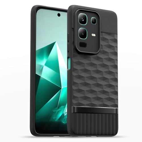 Image of Pikkme Back Cover for Infinix Note 50x 5G Camera Protection 3D Hexa Cube Design Silicone Protective Bumper Case (Black)
