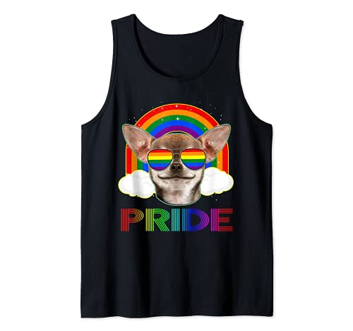 Chihuahua Dog LGBT Rainbow Gay Lesbian Funny LGBTQ Pride Tank Top, Black