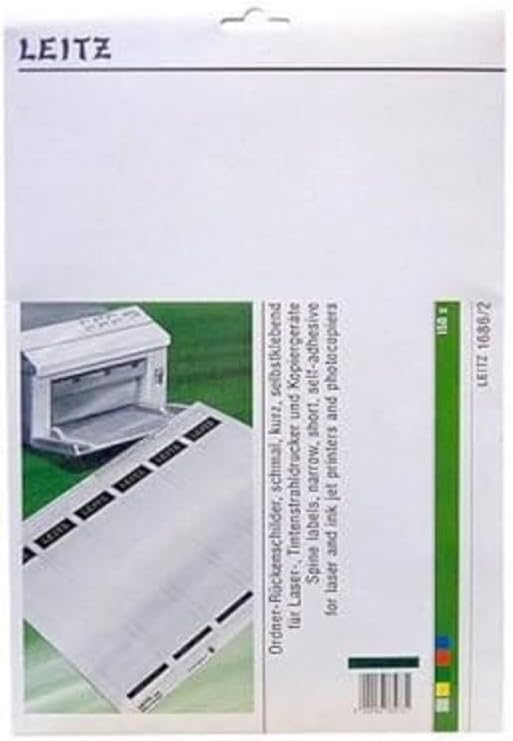 Leitz 16862055 Self-Adhesive Spine Labels for Standard and Hard Cardboard Folders Pack of 150 Short and Slim Format 39 x 192 mm Green Paper