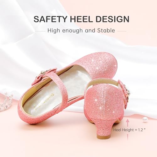 Image of Dufannie Girls Dress Shoes Princess Flats Heels for Toddler Little Big Kids