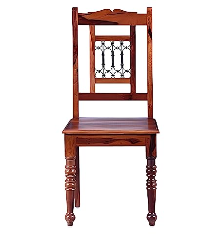 Image of Solid Sheesham Wood Set of Two Dining Chairs for Dining Room | Study Room | Office | Guest Room | Finish Color - Maple Finish |