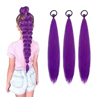 FOSDICK 3 Stück Lila Haare Zum Einflechten, 24 Zoll Kunsthaar zum Einflechten, Lila Braids Extensions, Lila Perücke Haarverlängerung Braiding Hair Extensions Zopf für Halloween Cosplay Karneval Party
