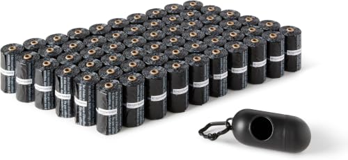 Image of Amazon Basics Dog Poop Leak Proof Bags with Dispenser and Leash Clip, Unscented, 13 inch x 9 inch, (60 Rolls), 900 Count (Pack of 6)