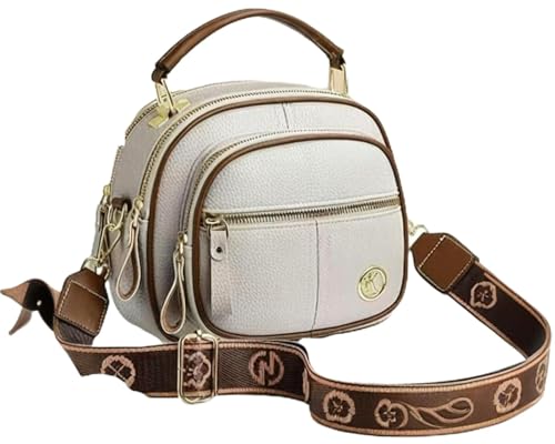 Bousalutend Crossbody Bag,Classic Multifunctional Compartments Adjustable Wide Shoulder Strap Leather Crossbody Bag
