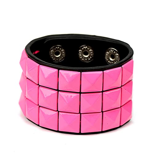 Bracelet manchette punk eYLun en simili cuir noir réglable pour homme et femme