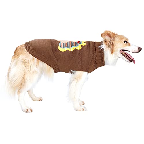Hotumn Dog Sweater With Hole Thanksgiving Classic Knitwear Pup Dog Shirts Turkey Pattern Dog Dress Warm Winter Pet Clothes For Small Medium Dogs (Large) #TOP1