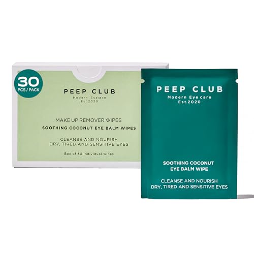Peep Club All Natural Eye Makeup Remover Wipes – Perfect for Sensitive Eyes, Optometrist Formulated, Tea Tree Oil Free, Cleansing, Nourishing, Coconut Oil, Chamomile, Bilberry, 30 Pack