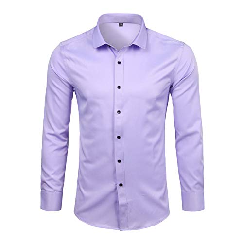 Jksdp Männer Bambusfaser-Kleid Hemd Slim Fit Langarm-formales Hemd Büro-Arbeit Hemd,XL Cover