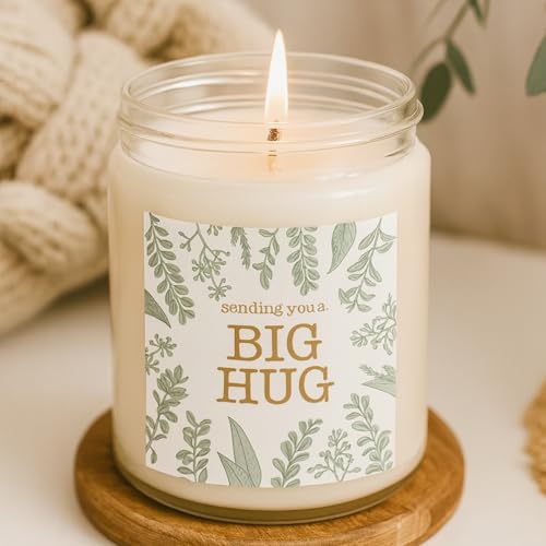 Image of ThreeKin Scented Candles for Home, Sending You a Big Hug, Relaxing Aromatherapy Gifts for Women with Lavender Essential Oils, Natural Soy Wax Blend, Long 65-Hour Burn, Gifts for Mom, Friends, 9 Oz