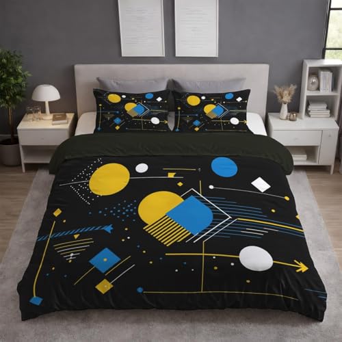 Funda Nordica 220x240 GeoméTrico Funda Nordica Cama 150 Abstracto Suave Transpirable Conjuntos de Cama Microfibra Funda-Nórdica con Cremallera y 2 Fundas de Almohada 50x75cm W47