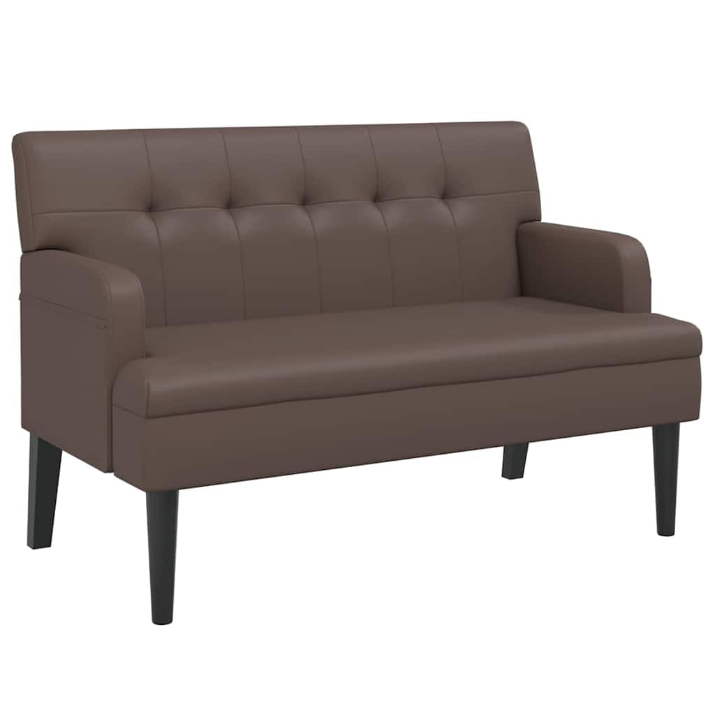 Banco con Respaldo de Cuero Sintetico Marron 112x65,5x75 cm