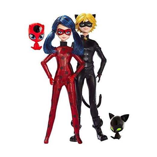 Prodigiosa: Las aventuras de Ladybug - Pack 2 muñecas Ladybug y Cat Noir (Bandai 39810)