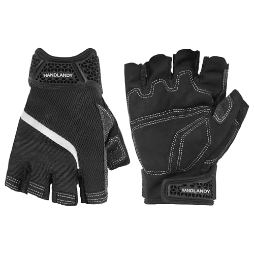 HANDLANDY Fingerless Work Gloves for Men (Black L)