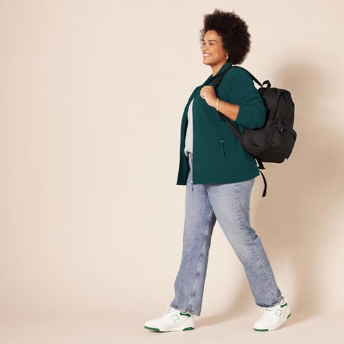 Amazon Essentials Damen Klassische Passform mit durchgehendem Reißverschluss Polar-Soft-Fleecejacke (Erhältlich in Übergröße), Dunkelgrün Meliert, M