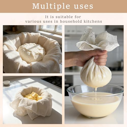 Image of Cheese Cloths, 3Pcs 36x36 Inch Grade 100 Precut Cheese Cloths for Straining, Cotton Unbleached, Reusable Muslin Cheesecloth for Straining, Making Yogurt, Cooking Turkey, Crafts - 9 Sq.Ft
