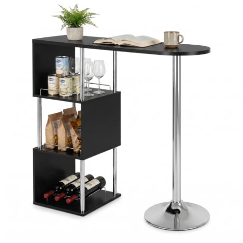 WOLTU S-förmiger Bartisch mit Stauraum, Stehtisch mit...