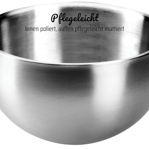 GSW Servier-Thermoschüssel – hochwertige Servierschüssel mit Deckel, 5 Liter Volumen, doppelwandige Isolierung warm und kalt – 26cm Durchmesser, Edelstahl, Silber