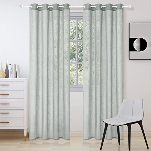 NAPEARL 2er Set Sheer Voile Vorhang mit Ösen Transparente Optik Gardine aus Voile Cover