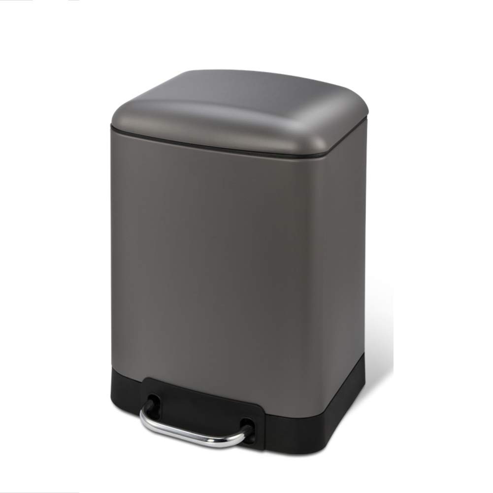 Wkkie Rectangular Pedal bin Plastic Inner Bucket Soft Closure Trash can Recycle Rubbish bin,Steel Stainless,6 l-Gray 6L