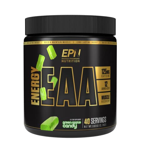 Energy Eaa | #1 Rated Essential Amino Acids Powder W/Green Tea, Caffeine & Bcaa | Pre Workout, Muscle Growth & Recovery, Endurance, Hydration (Keto, Vegan, Gluten Free) 40 Servings - Green Apple #TOP20