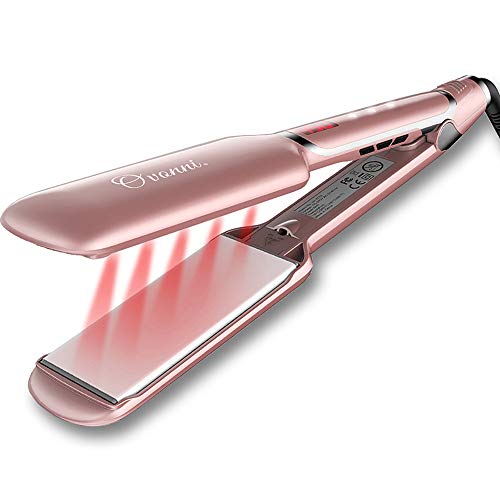 Ovonni Infrared Ionic Hair Straightener, Dual Voltage 2 inch Wide Plate Ceramic Tourmaline