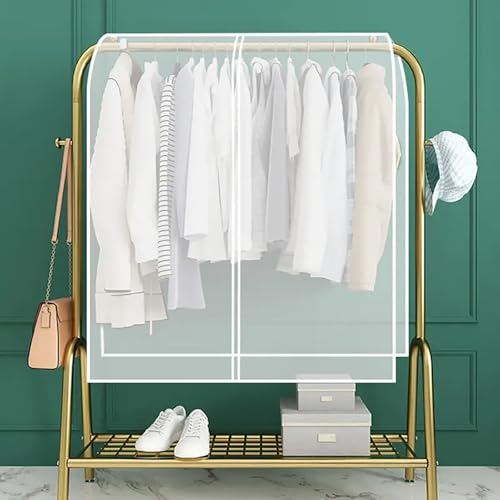 Ferris Translucent Garment Rack Cover (70.86x47.24 inch) - Adult Kids Clothes Protector, Waterproof, Dustproof, Closet Storage Organizer with Top Strap Design