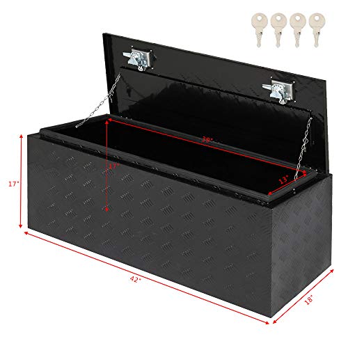 Parts-Diyer 42 Inch Aluminum Trailer Tool Box Utility Truck Bed Toolboxes Storage Organizer Side Handle 2 Lock With Keys, Black #TOP1