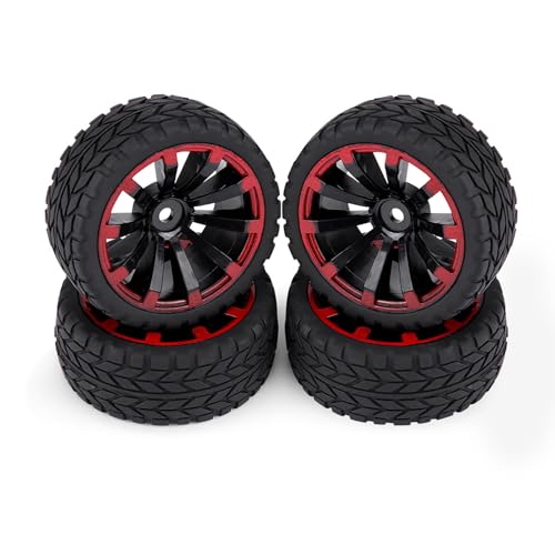 equlup 4Pcs 1/10 Racing Car Tires Tyres, Racing Off Road Vehicle Wheel Rim for Racing RC Model Car (Wheat Ear embryonic Flower)
