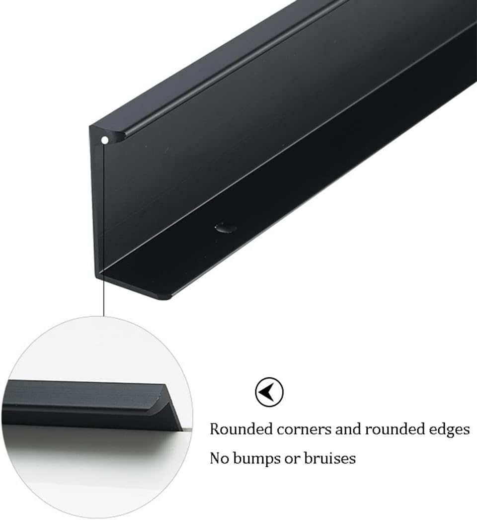 Tiradores de cajón aleación aluminio con borde dentado, manijas ocultas, pomos for muebles, oro cepillado, 2 piezas(Overall length 600mm)