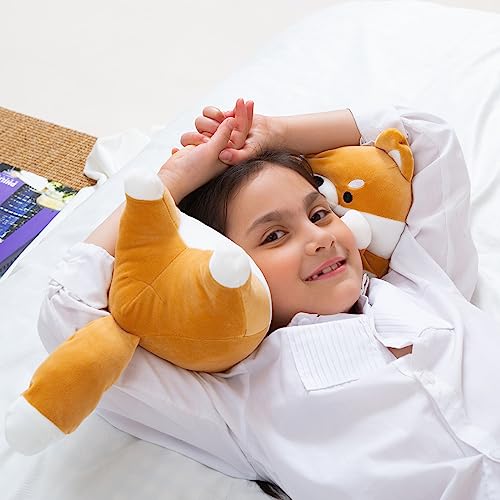 Aiuidun Langes Shiba Inu Plüschtier Riesiges Corgi Hund Stofftiere Plüschkissen Weiches Langes Hund Plüsch Spielzeug Kuschelkissen Geschenke für Mädchen Jungen (70cm/27.55inch, Yellow)