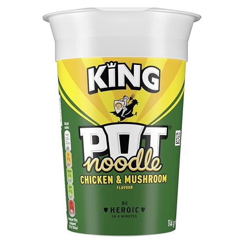 Pot Noodle Chicken & Mushroom King Pot Noodle instant vegetarian snack quick to make noodles Instant Noodle 114 g