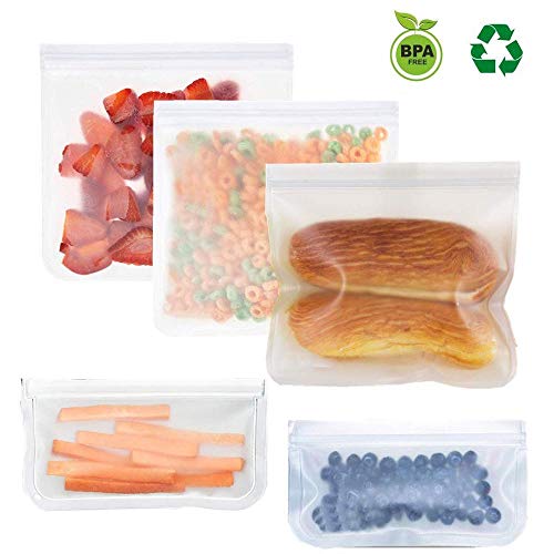 FNB 4PCS Silikon Wiederverwendbare Zip-Lock-Top Behälter für Kinder Mittagessen Snacks/Sandwich/Gefrierschrank beutel Küchenspeicher, 4PCS 21.5X12CM