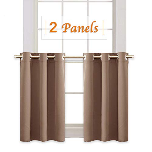 RYB HOME Blackout Window Covering Privacy Drapes for Bath, Half Window Blinds Tiers