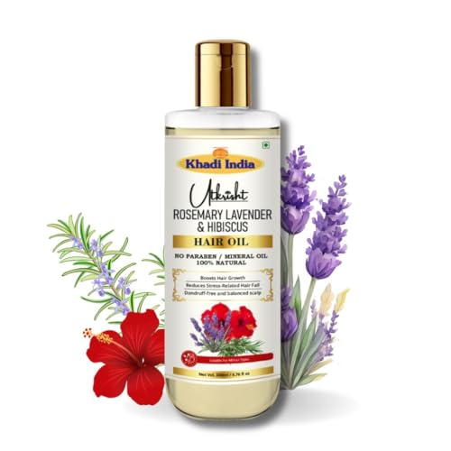 Image of Khadi Rosemary Lavender & Hibiscus Hair Oil 200ml | For Hair Growth, Dry & Frizzy Hair | Non Sticky, Paraben & Mineral Oil Free | For All Hair Types | Daily Use for Men & Women