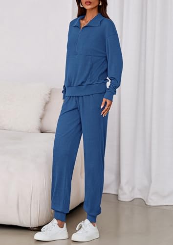 PRETTYGARDEN Women's Fall 2 Piece Lounge Sets Zip Up Sweatshirt Jogger Pants Sweat Track Suits Travel Outfit Winter Clothing