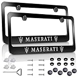 2 Pcs Fit Maserati License Plate Frame, Applicable to Standard US Premium Aluminum Alloy License Plate Cover, Accessories Included