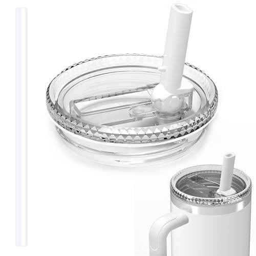 Replacement 40 oz for Stanley Quencher H2.0 Cup Accessories, Flip Straw Tumbler Lid for Stanley Cup, Spill-Proof Design, High-End Heat-Resistant Material (White, 40 oz)